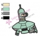 Spaceship Bender Futurama Embroidery Design